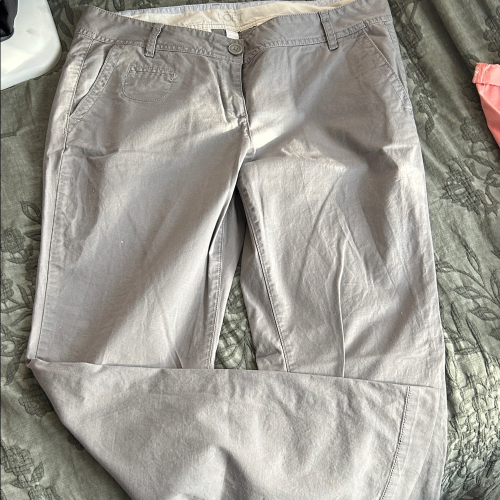 LOFT Gray Buttoned Pants